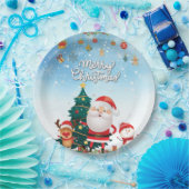 Assiettes En Carton Drôle Père Noël, Snowman, Reindeer Joyeux Noël (Fête)