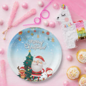Assiettes En Carton Drôle Père Noël, Snowman, Reindeer Joyeux Noël (Fête)