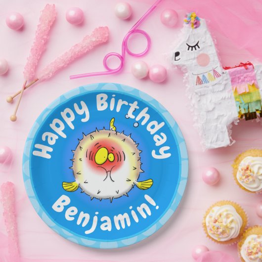 Assiettes En Carton Drôle poisson poivron porc-épic caricature poisson (Fête)