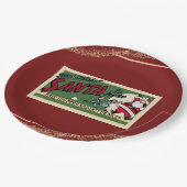 Assiettes En Carton Drôle Retro Père Noël Texte Parties scintillant Na (Angle)