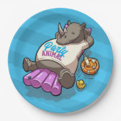 Assiettes En Carton Drôle Rhino Party Animal Pool Inflatable Dessin (Devant)
