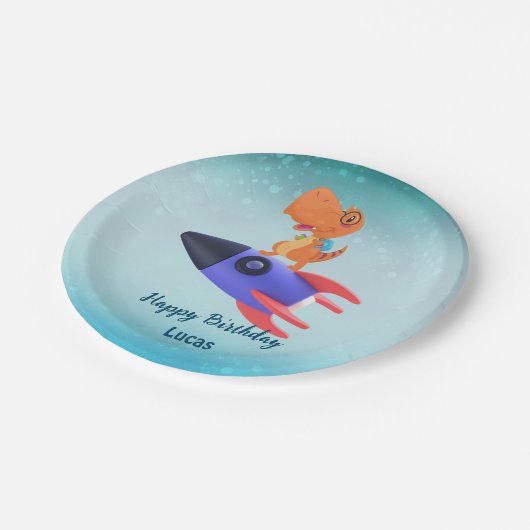 Assiettes En Carton Drôle roquette dinosaure retour 2 Scolaire fête d' (Angle)