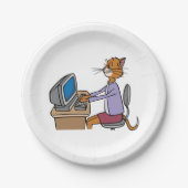 Assiettes En Carton Drôle Secrétaire Cat Cartoon Office Humour (Devant)