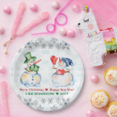Assiettes En Carton Drôle Snowman Joyeux Cristaux de Noël Snowflakes (Fête)