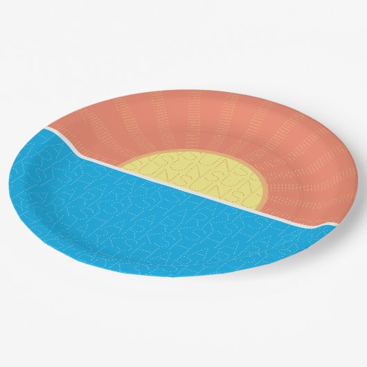 Assiettes En Carton Drôle soleil et requins été (Angle)