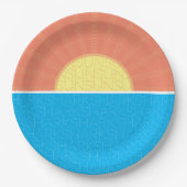 Assiettes En Carton Drôle soleil et requins été (Devant)