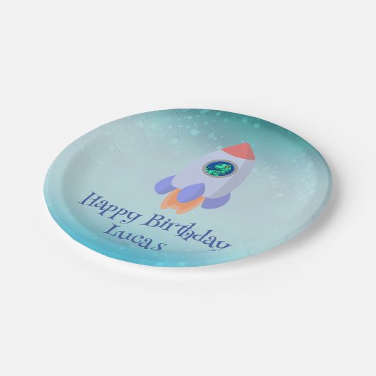 Assiettes En Carton Drôle T-rex dinosaure fusée École enfant Anniversa (Angle)