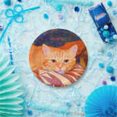 Assiettes En Carton Drôle Tabby Chat Bright Orange Cute (Fête)