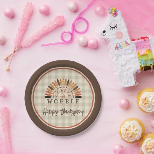 Assiettes En Carton Drôle Thanksgiving Plaid Gobble Til You Wobble (Fête)
