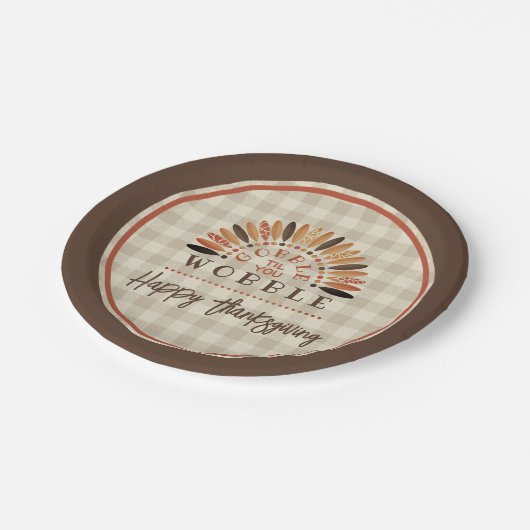 Assiettes En Carton Drôle Thanksgiving Plaid Gobble Til You Wobble (Angle)