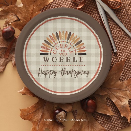Assiettes En Carton Drôle Thanksgiving Plaid Gobble Til You Wobble