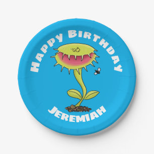 Assiettes En Carton Drôle Vénus piège à mouches dessin plante