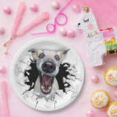 Assiettes En Carton Drôle visage chien (Fête)