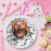 Assiettes En Carton Drôle visage chien (Fête)