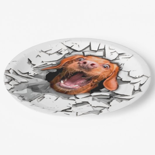 Assiettes En Carton Drôle visage chien (Angle)