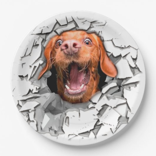 Assiettes En Carton Drôle visage chien (Devant)