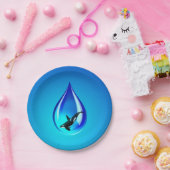 Assiettes En Carton Drop d'eau et Orca (Fête)