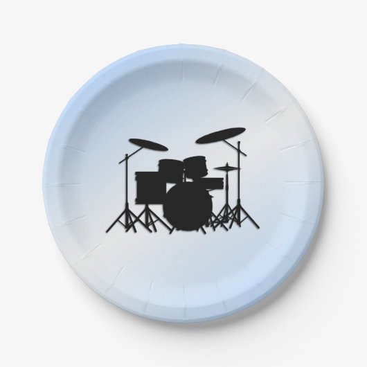 Assiettes En Carton Drum Music Design Blue (Devant)