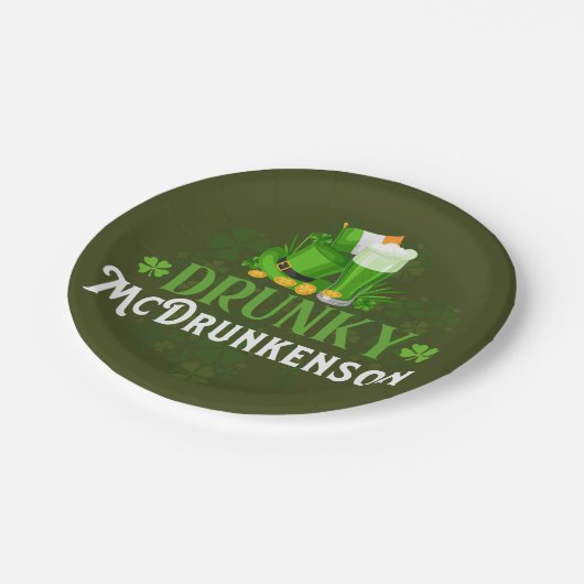 Assiettes En Carton Drunky McDrunkerson St. Patrick's Day (Angle)