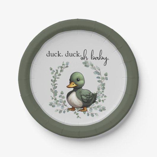 Assiettes En Carton Duck Duck Oh Baby canard thème baby shower (Devant)