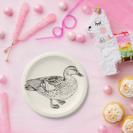 Assiettes En Carton Duck Sketch (Fête)