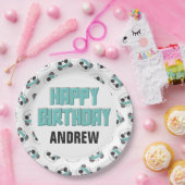 Assiettes En Carton Dude Turquoise et noir Panda joyeuse fête d'annive (Fête)