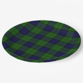 Assiettes En Carton Dundas tartan bleu vert plaid (Angle)