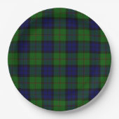 Assiettes En Carton Dundas tartan bleu vert plaid (Devant)