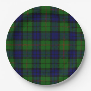 Assiettes En Carton Dundas tartan bleu vert plaid