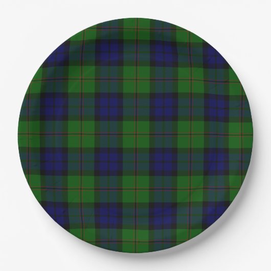 Assiettes En Carton Dundas tartan bleu vert plaid (Devant)
