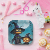 Assiettes En Carton Duo Citrouille éffrayant d'Halloween (Fête)