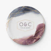 Assiettes En Carton Dusk Aquarelle Géométrique Mariage moderne (Devant)