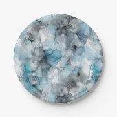 Assiettes En Carton Dusk Blue Grey Alcool Liquide Encre Épersion (Devant)