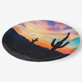 Assiettes En Carton Dusk du désert de Cactus (Angle)