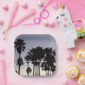 Assiettes En Carton Dusk with Palm Trees Tropical Scene (Fête)