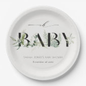 Assiettes En Carton Dusky Feuilleté Fern Succulent Script Oh Baby show (Devant)