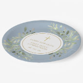 Assiettes En Carton Dusty Bleu Vert Première Communion Sainte (Angle)