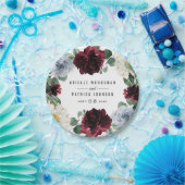 Assiettes En Carton Dusty Blue and Burgundy Cranberry Fall Event (Fête)