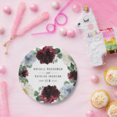 Assiettes En Carton Dusty Blue and Burgundy Cranberry Fall Event (Fête)