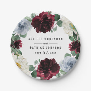 Assiettes En Carton Dusty Blue and Burgundy Cranberry Fall Event