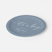 Assiettes En Carton Dusty Blue Baby shower papier Plaque moderne garço (Angle)