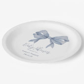 Assiettes En Carton Dusty Blue Bow Boy Baby shower (Angle)