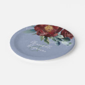 Assiettes En Carton Dusty Blue et Cranberry Burgundy Mariage (Angle)