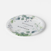 Assiettes En Carton Dusty Blue Eucalyptus Vert Mariage rustique (Angle)
