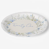 Assiettes En Carton Dusty Blue Fleur sauvage Wreath 21e fête d'anniver (Angle)