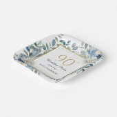 Assiettes En Carton Dusty Blue Floral 90e anniversaire (Angulaire)