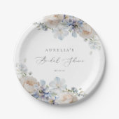Assiettes En Carton Dusty Blue Garden Floral Mariage (Devant)