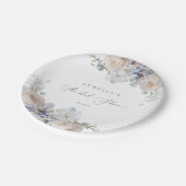 Assiettes En Carton Dusty Blue Garden Floral Mariage (Angle)