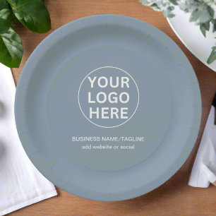Assiettes En Carton Dusty Blue l Promotional Business Logo & Text