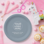 Assiettes En Carton Dusty Blue l Promotional Business Logo & Text (Fête)